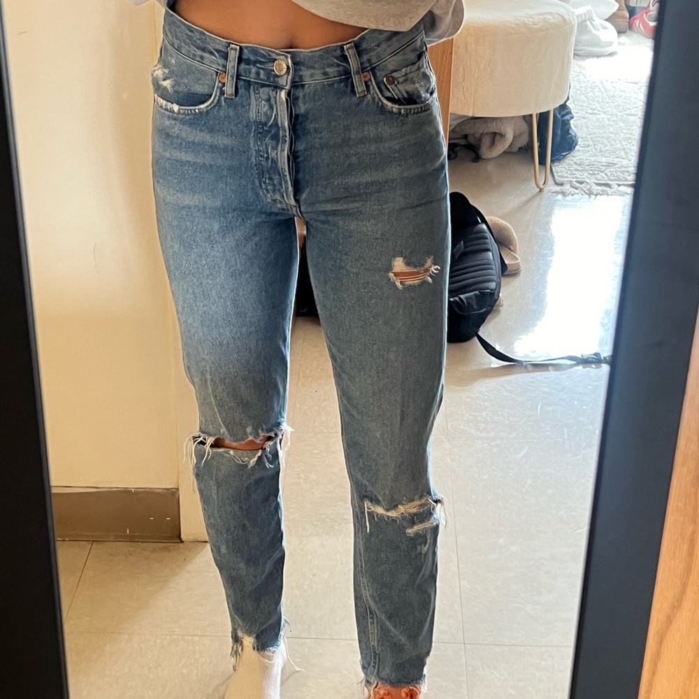 Agolde ripped straight leg jeans
